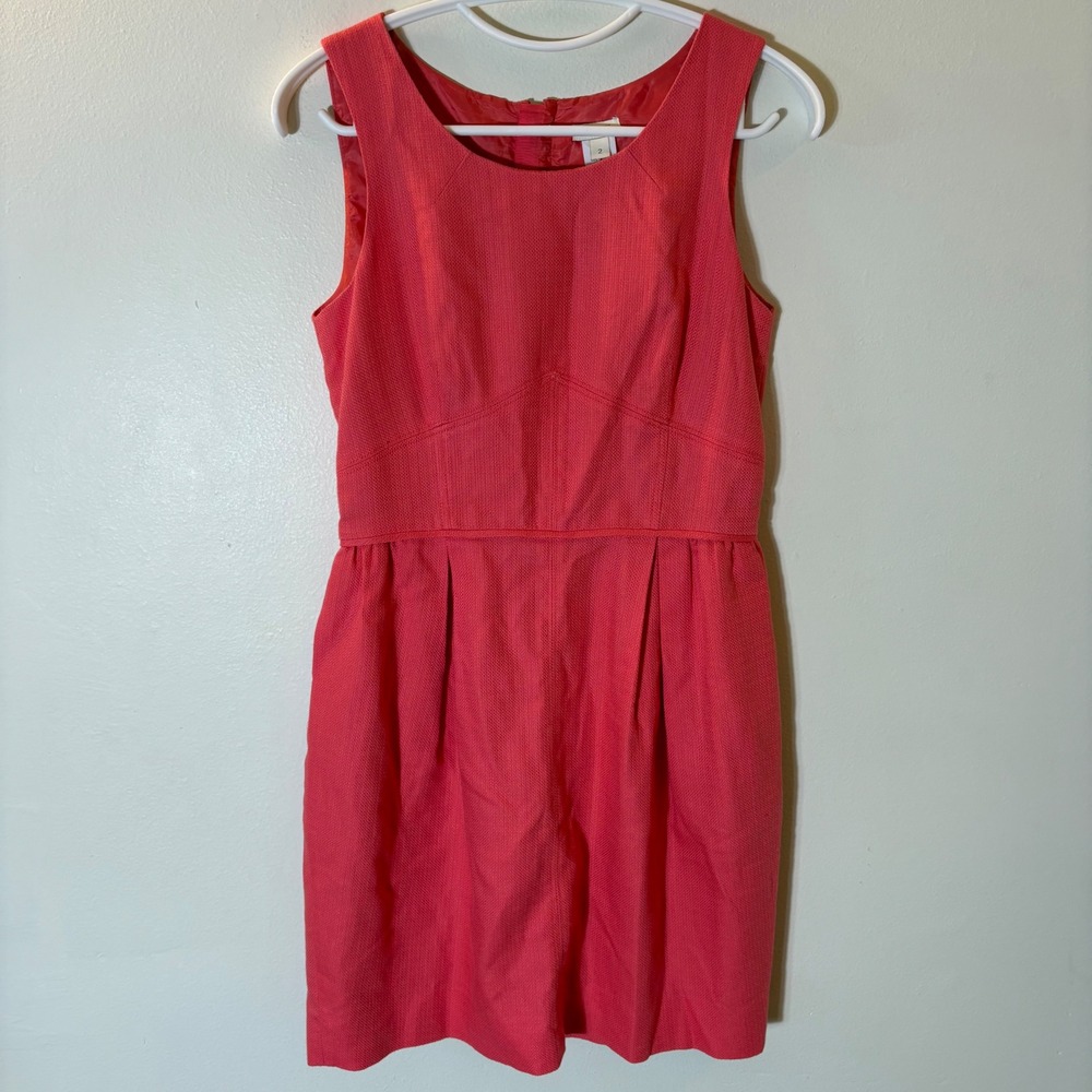 J. Crew Textured Sleeveless Shift Dress Size‎ 2 Coral Pink